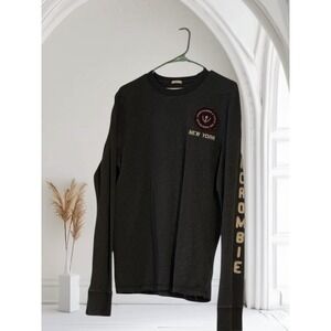 Abercrombie Fitch Mens Y2KLong Sleeve Shirt Graphic Print New York XXL Charcoal